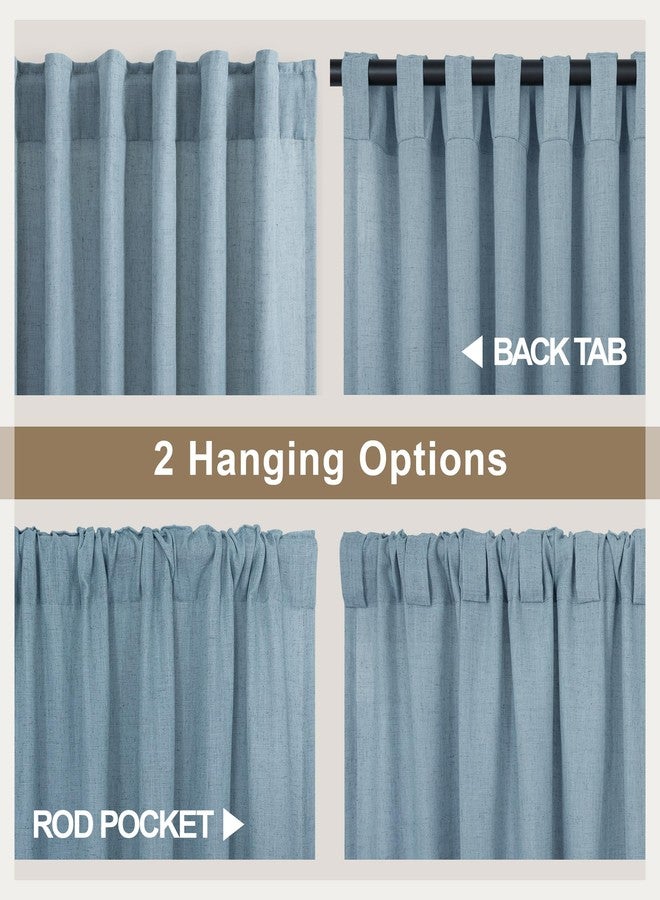 Pitalk 30 Inch Length Curtains Tiers for Bathroom Back Tab Pocket Cafe Short Semi Sheer Light Blue Valance Curtain for Bedroom Small Kitchen Window Curtain Over Sink 30x30 in Long Stone Blue Grey Gray - Image 5